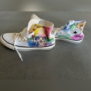 Multi-color Floral Skull Converse